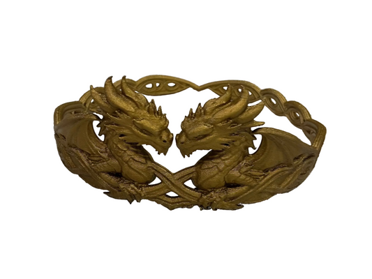 3D Printed Twin Dragon Crown | Metallic Gold & Silver Fantasy Circlet | Cosplay & Ren Faire Tiara